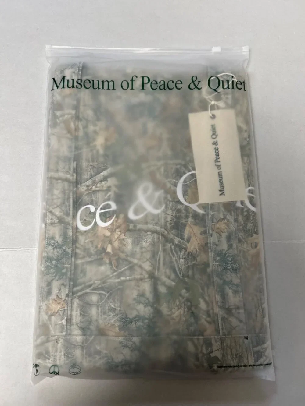 MUSEUM OF PEACE AND QUIET Wordmark Camo Tote Bag Camouflage Size One Size NWT